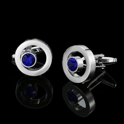 Unisex Blue Crystal zircon Cufflinks Classic Style Jewelry Gifts