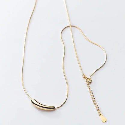 925 Sterling Silver Geometric Pipe Pendant Necklace Jewellery For Women