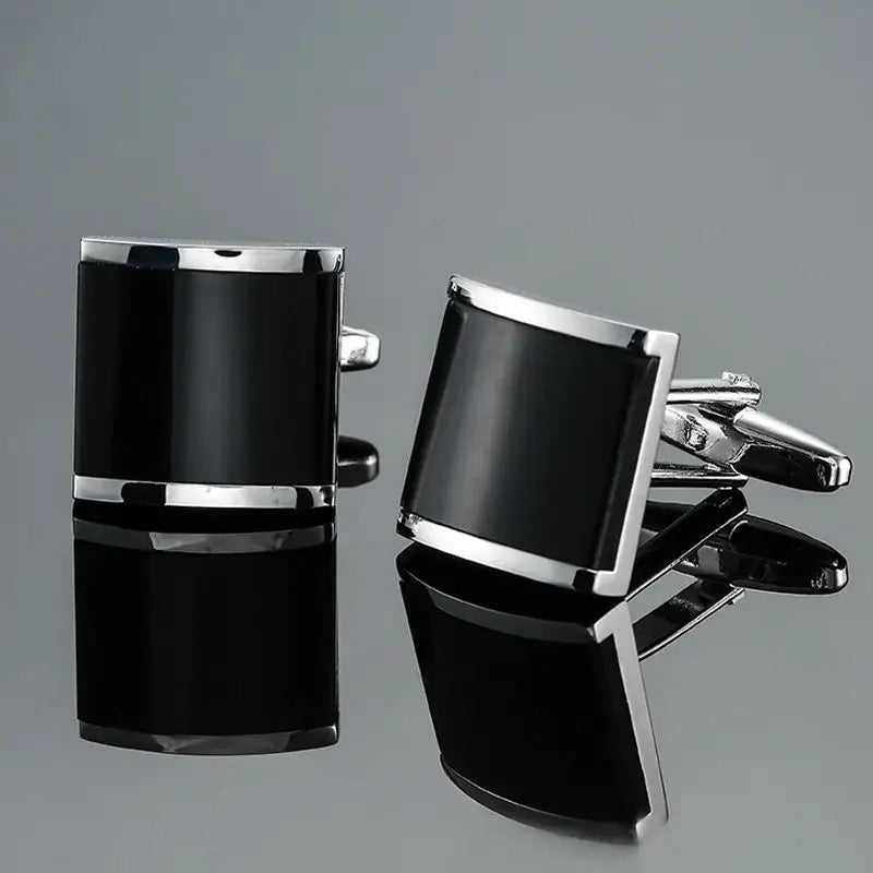 Elegant Mahogany Carbon Fiber Cufflinks for Men's French Shirt