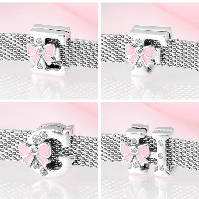 Top quality 925 Sterling Silver Letter A to Z Zircon clips Beads