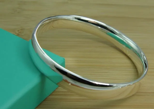Unisex Trendy Style 925 Silver Round Heart Open Bracelet Jewelry Cuff Bangles