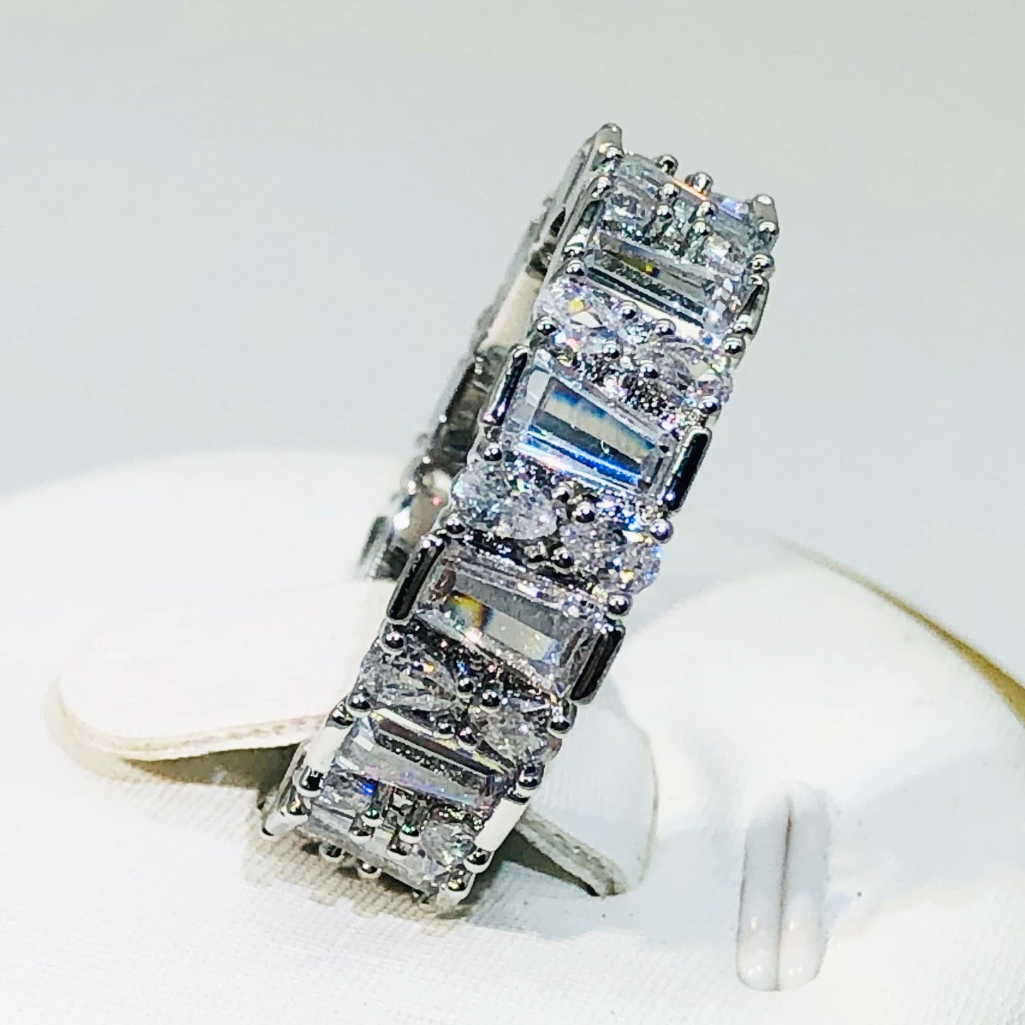 S925 Silver Bar White Zircon Ring Jewelry for Women