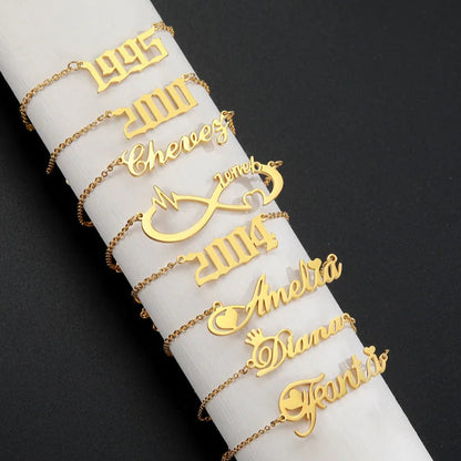 Custom Name Anklet Bracelet for Women Personalized Stainless