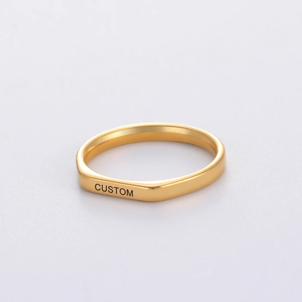 Name Date Customized Rings – Personalized Jewelry for Women Men Stainless Steel