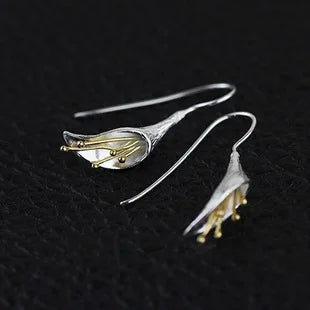 Elegant 925 sterling silver New Design Long Flower Earrings For Women