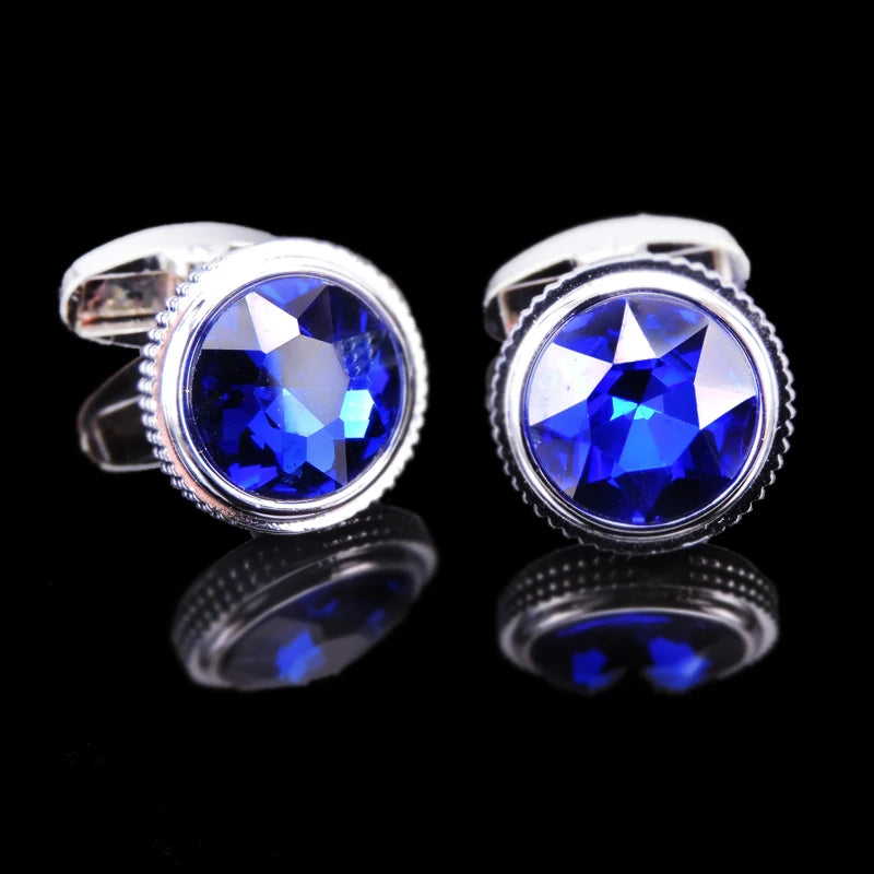 Unisex Blue Crystal zircon Cufflinks Classic Style Jewelry Gifts