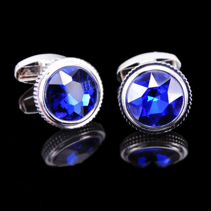 Unisex Blue Crystal zircon Cufflinks Classic Style Jewelry Gifts