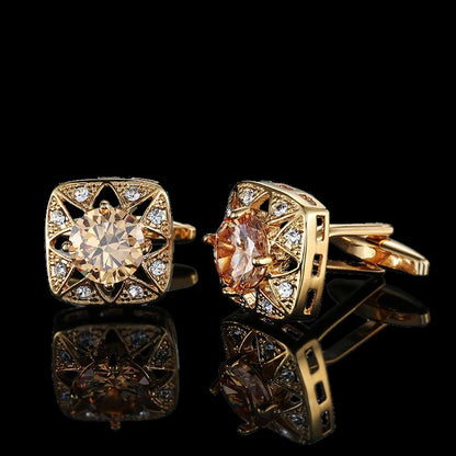 18K Gold-Plated Luxury Cufflinks Classic Style For Men's French Shirt
