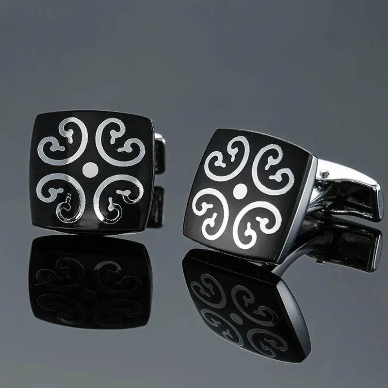 Elegant Mahogany Carbon Fiber Cufflinks for Men's French Shirt
