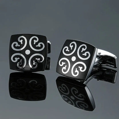 Elegant Mahogany Carbon Fiber Cufflinks for Men's French Shirt