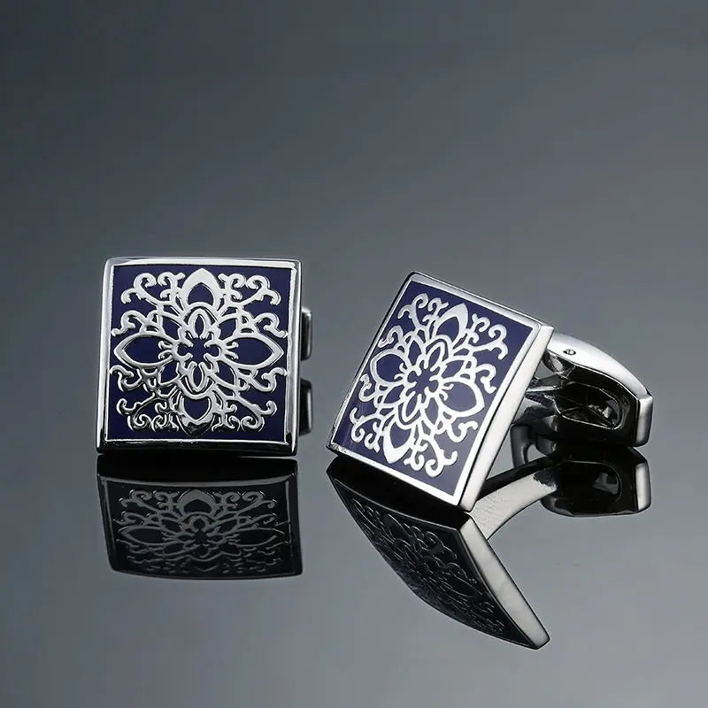 Elegant Mahogany Carbon Fiber Cufflinks for Men's French Shirt