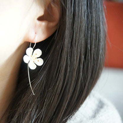 Elegant 925 sterling silver New Design Long Flower Earrings For Women