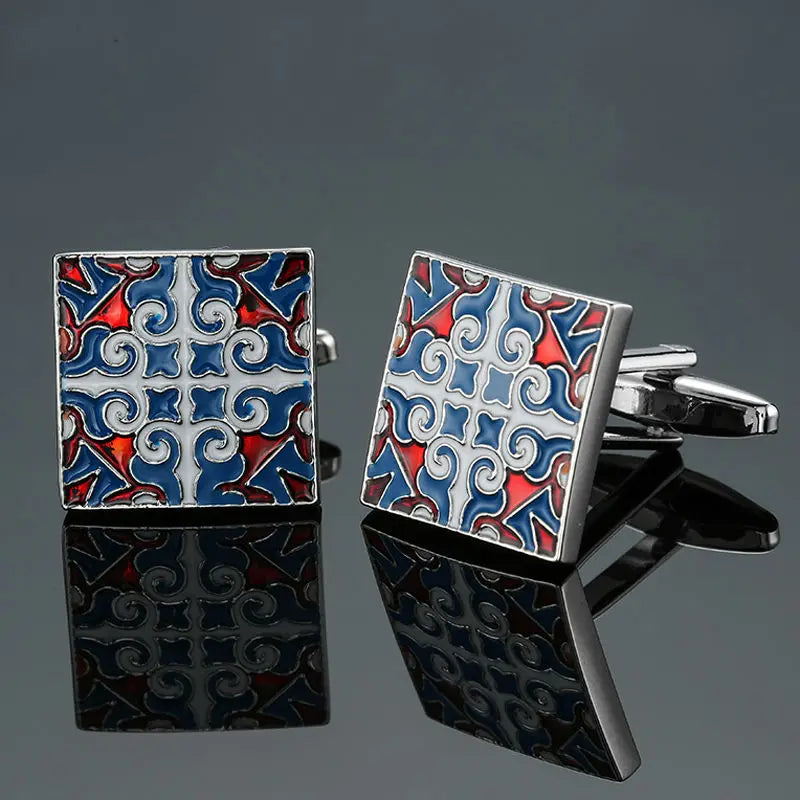 Elegant Mahogany Carbon Fiber Cufflinks for Men's French Shirt