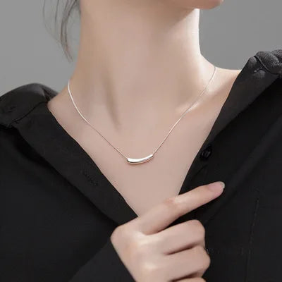 925 Sterling Silver Geometric Pipe Pendant Necklace Jewellery For Women
