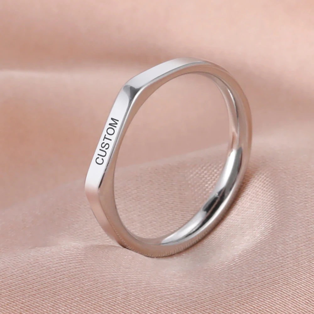 Name Date Customized Rings – Personalized Jewelry for Women Men Stainless Steel