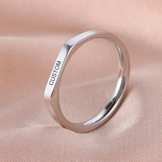Name Date Customized Rings – Personalized Jewelry for Women Men Stainless Steel