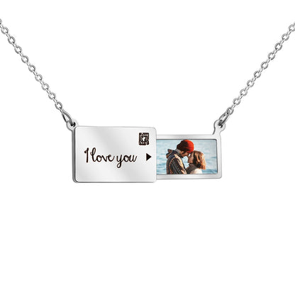 Custom Photo Message Envelope Pendant Necklace Stainless Steel Jewelry Gift