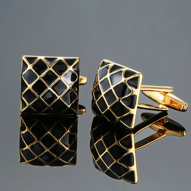 Elegant Mahogany Carbon Fiber Cufflinks for Men's French Shirt