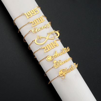Custom Name Anklet Bracelet for Women Personalized Stainless