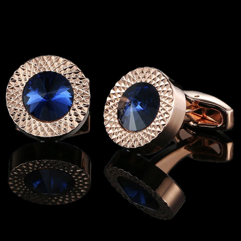 Unisex Blue Crystal zircon Cufflinks Classic Style Jewelry Gifts