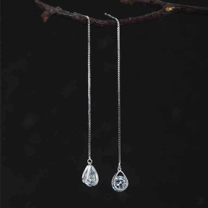 Hot Sale 925 Sterling Silver Long Water Drop Earrings  for Women