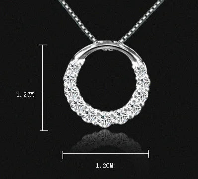 925 Sterling Silver Round zircon Necklace For Women