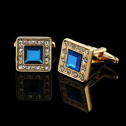 Unisex Blue Crystal zircon Cufflinks Classic Style Jewelry Gifts