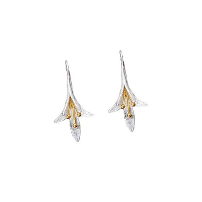 Elegant 925 sterling silver New Design Long Flower Earrings For Women