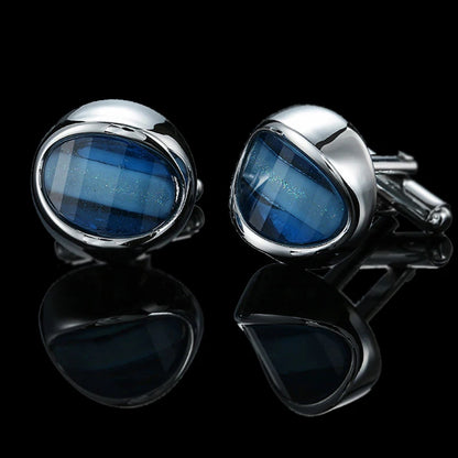 Unisex Blue Crystal zircon Cufflinks Classic Style Jewelry Gifts