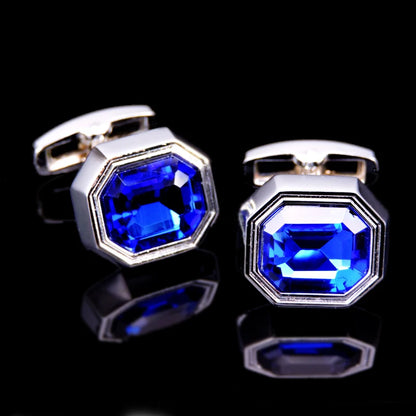Unisex Blue Crystal zircon Cufflinks Classic Style Jewelry Gifts