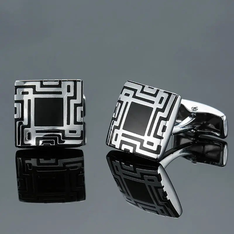 Elegant Mahogany Carbon Fiber Cufflinks for Men's French Shirt