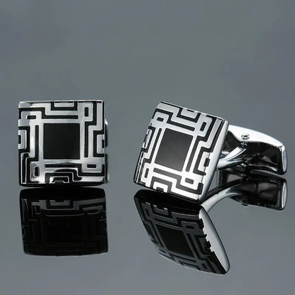 Elegant Mahogany Carbon Fiber Cufflinks for Men's French Shirt