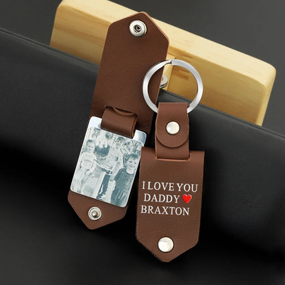 Custom Photo Keychain Personalized Leather Key Ring