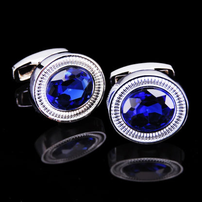 Unisex Blue Crystal zircon Cufflinks Classic Style Jewelry Gifts