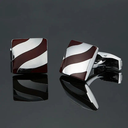 Elegant Mahogany Carbon Fiber Cufflinks for Men's French Shirt