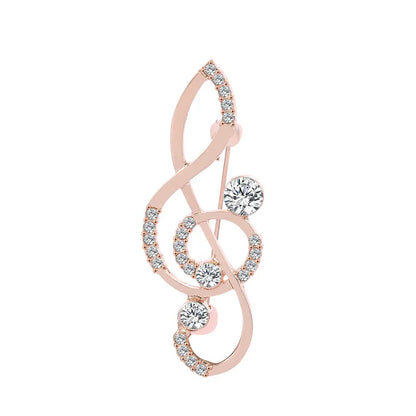 Elegant Unisex Music Note Crystal Brooch Design