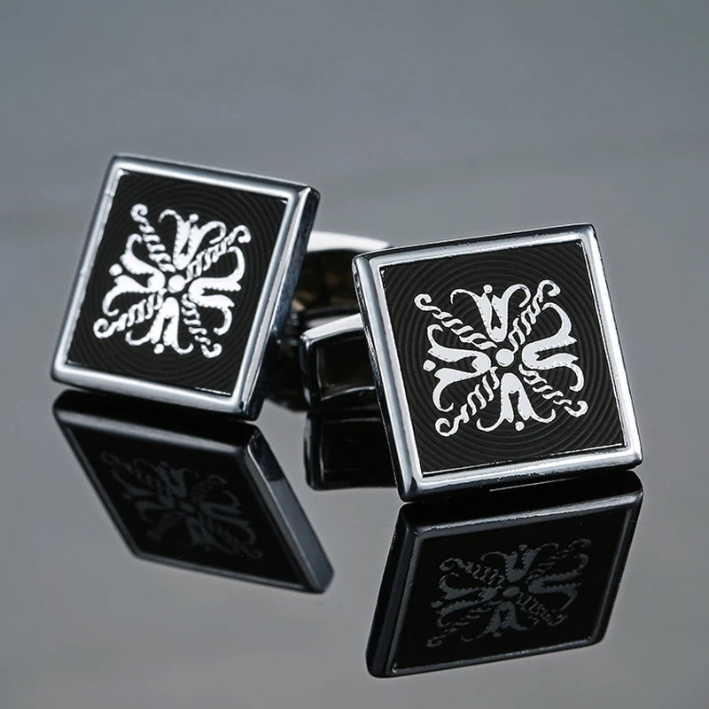 Elegant Mahogany Carbon Fiber Cufflinks for Men's French Shirt