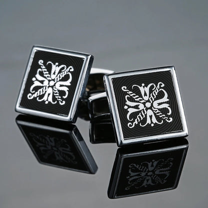 Elegant Mahogany Carbon Fiber Cufflinks for Men's French Shirt