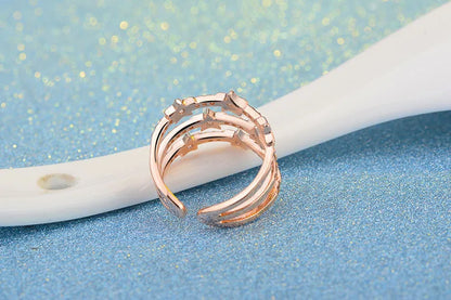 925 Sterling Silver Adjustable Multi-Layer CZ Star Ring