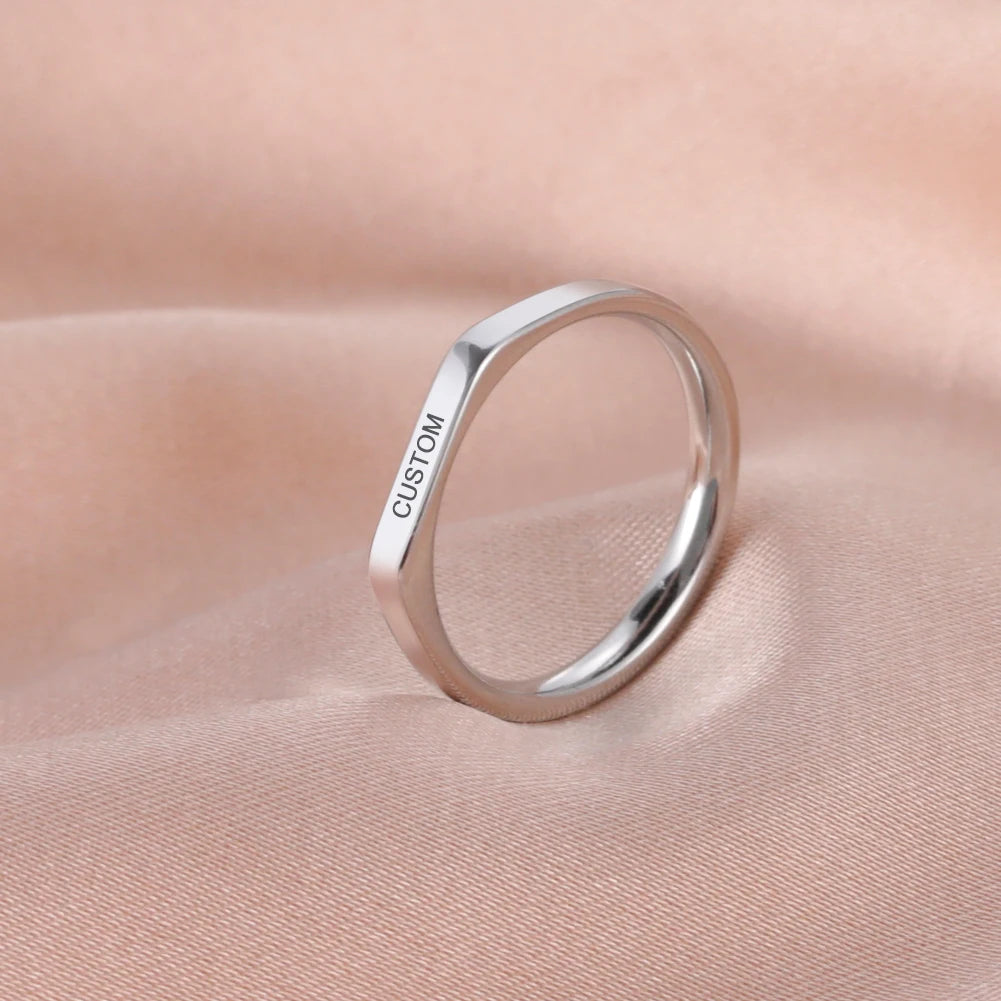 Name Date Customized Rings – Personalized Jewelry for Women Men Stainless Steel