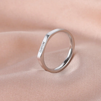 Name Date Customized Rings – Personalized Jewelry for Women Men Stainless Steel