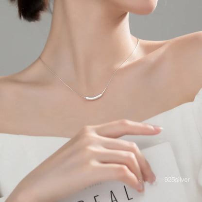 925 Sterling Silver Geometric Pipe Pendant Necklace Jewellery For Women