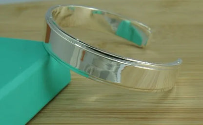 Unisex Trendy Style 925 Silver Round Heart Open Bracelet Jewelry Cuff Bangles