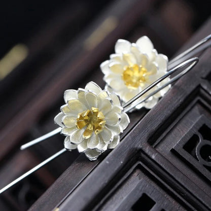 Elegant 925 sterling silver New Design Long Flower Earrings For Women