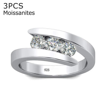 3-Stone Moissanite Sterling Silver Engagement Ring