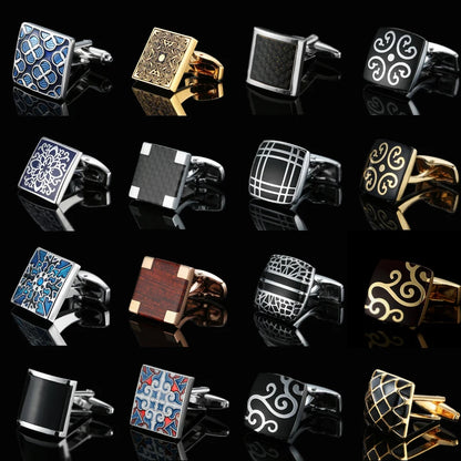 Elegant Mahogany Carbon Fiber Cufflinks for Men's French Shirt