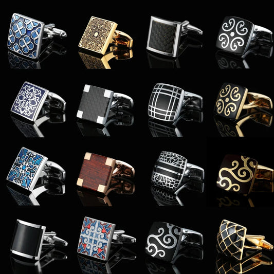Elegant Mahogany Carbon Fiber Cufflinks for Men's French Shirt