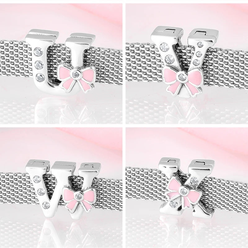 Top quality 925 Sterling Silver Letter A to Z Zircon clips Beads