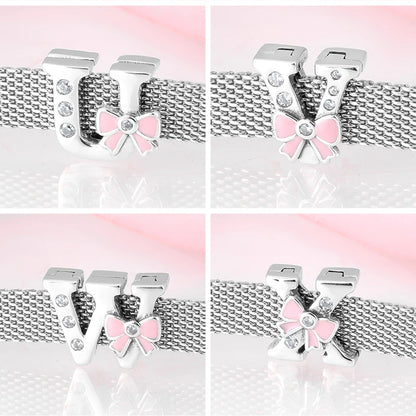 Top quality 925 Sterling Silver Letter A to Z Zircon clips Beads
