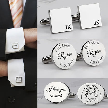 Personalized Men's Shirt Stainless Steel Cufflinks